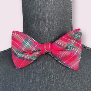 All Silk Adjustable Plaid Bow Tie